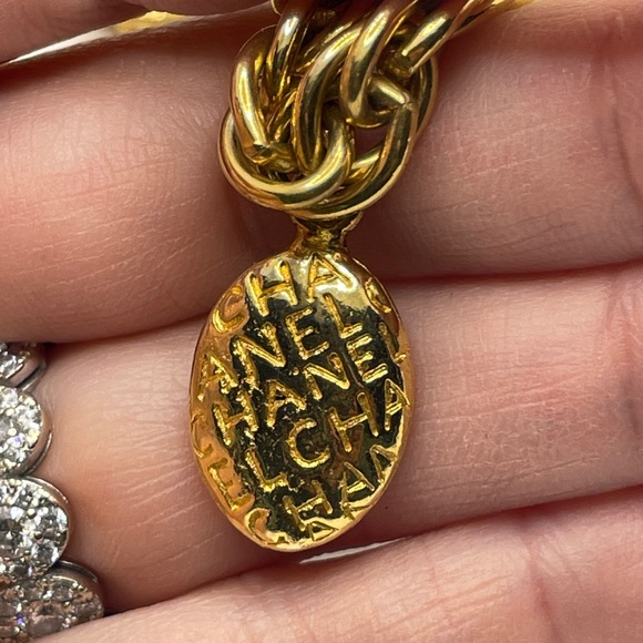 Vintage 1980s Chanel Oval Egg Amulet Charm 40” Long Dangle Fringe Necklace - Picture 5 of 5